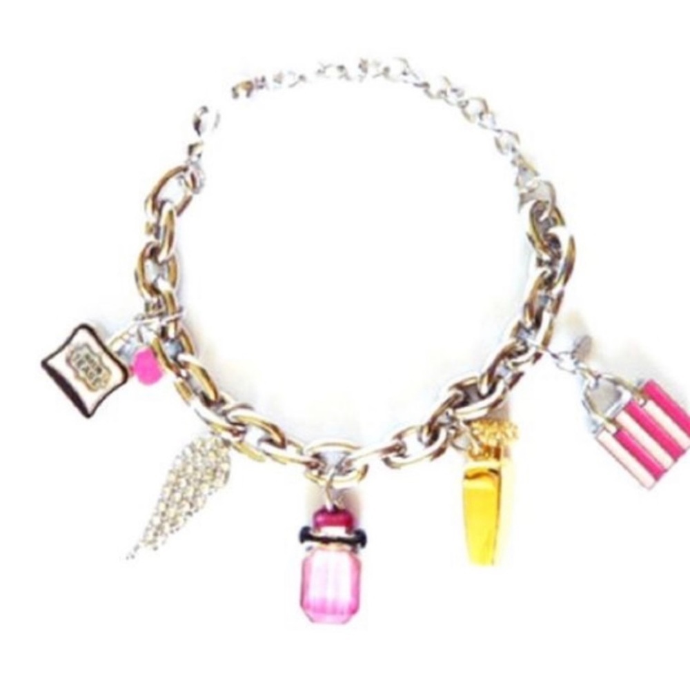 RARE Victoria’s Secret Y2K Perfume Charm Bracelet Silver Rhinestone